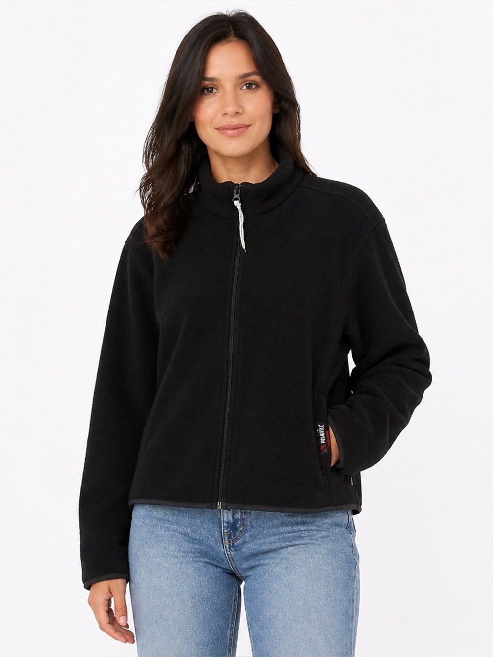 Woolrich Aquatec Black Full Zip Fleece Jacket Mock Neck Outdoor Women’s L